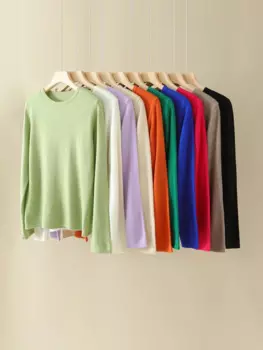 Женский кашемировый свитер ADDONEE, теплый пуловер с круглым вырезом, базовая одежда на осень-зиму 100%