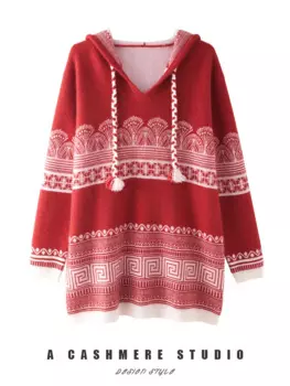 Женский кашемировый свитер с капюшоном, теплый вязаный кардиган с длинным рукавом, джемпер на осень-зиму 2024