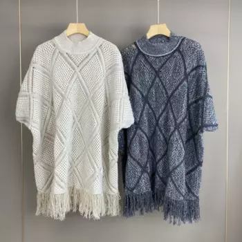 Женский кашемировый свитер с кисточками, Осенний ажурный пуловер с круглым вырезом и коротким рукавом