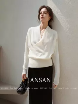 Женский кашемировый свитер с V-образным вырезом, на осень-зиму