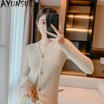 Женский кашемировый свитер с V-образным вырезом, на осень/зиму