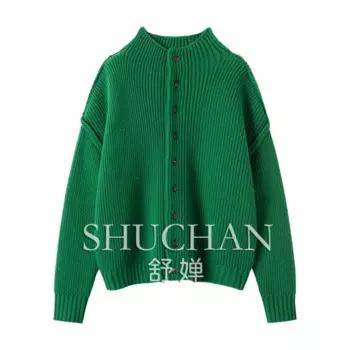 Женский кашемировый свитер с воротником-стойкой, трикотажный кардиган 100%