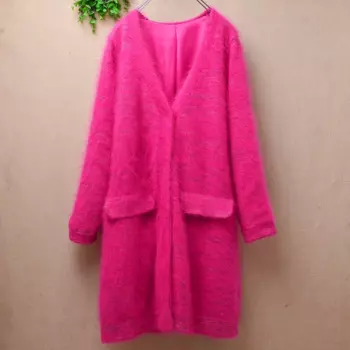 Женский кашемировый вязаный кардиган с глубоким V-образным вырезом