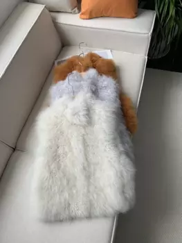 Женский кашемировый жилет, однобортная куртка с воротником-стойкой без рукавов, однотонная элегантная женская меховая куртка на осень и зиму