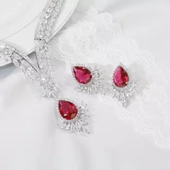 Женский Классический комплект из колье и серёг, с фианитом