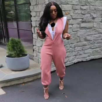 Женский комбинезон с V-образным вырезом, без рукавов