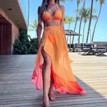 Женский комплект бикини, купальный костюм с лямкой на шее из двух предметов, купальник с цветочным принтом и эффектом пуш-ап, облегающий купальный костюм, пляжная одежда