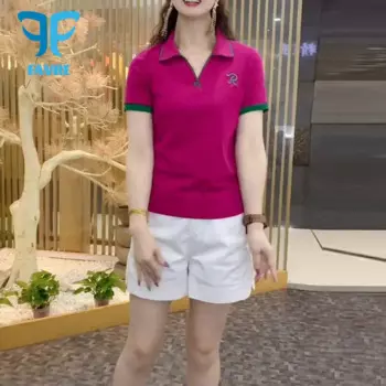 Женский комплект из 2 предметов, Повседневная футболка-поло с коротким рукавом и шорты