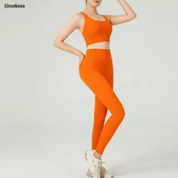 Женский комплект из двух предметов для фитнеса, тренажерного зала, йоги, тренировок, бега, спортивная одежда, бюстгальтер + леггинсы с высокой талией, спортивный костюм, брюки, комплекты, спортивная одежда