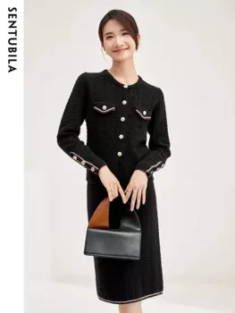 Женский комплект из двух предметов Sentubila, элегантная вязаная юбка, кардиган, свитер, куртка, топ, Женская юбка миди, W33Z51901, весна 2024