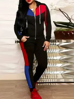 Женский комплект из двух предметов: толстовка на молнии с капюшоном и брюки