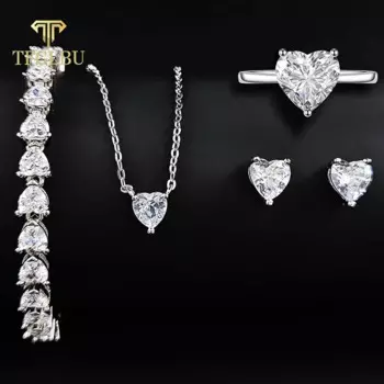 Женский комплект из колье и сердца, из серебра 925 пробы, с муассанитом