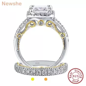 Женский комплект колец из серебра 925 пробы, с фианитом