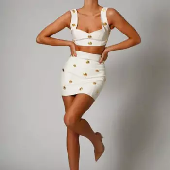 Женский комплект с юбкой, комплект из двух предметов, привлекательный укороченный топ и юбка с высокой талией, повседневные женские костюмы, лето 2024