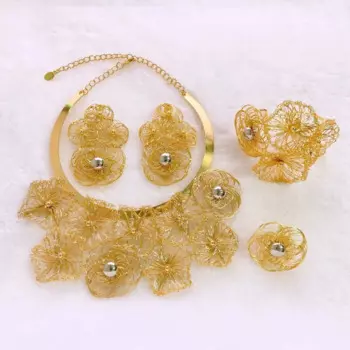 Женский комплект ювелирных изделий в бразильском жирном стиле, ожерелье, серьги, браслет, долговечный