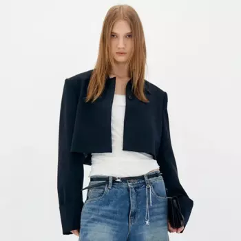 Женский короткий Блейзер LC 24ss, Повседневный шерстяной пиджак с квадратным отложным воротником в Корейском стиле