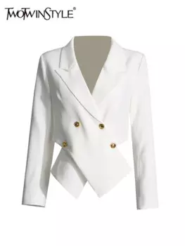 Женский короткий пиджак TWOTWINSTYLE, короткий пиджак с отложным воротником и длинными рукавами, на пуговицах,