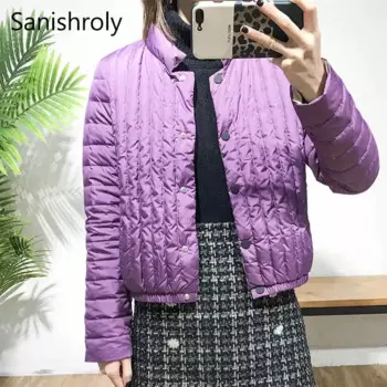 Женский короткий пуховик Sanishroly, с воротником-стойкой, ульсветильник пуховик, парка на белом утином пуху, модель SE679 на осень-зиму