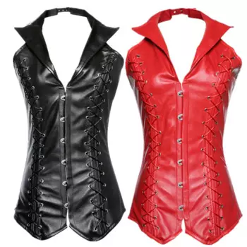 Женский корсет из ПУ кожи, в стиле стимпанк