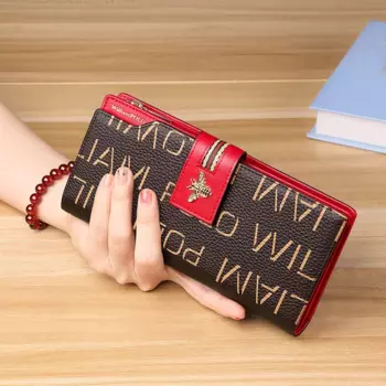 Женский кошелек из натуральной кожи, модная длинная Сумочка, вместительная искусственная сумка, высококачественный держатель для карт