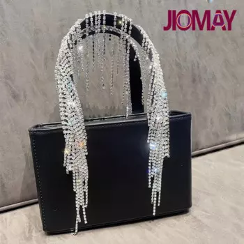 Женский кошелек JIOMAY с кисточкой и кристаллами, роскошные дизайнерские сумки, блестящая женская сумка 2024, черная мини-сумка-тоут с цепочкой