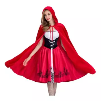 Женский костюм бамбуковой корзины, костюм горничной ведьмы с красной шапкой и плащом для Хэллоуина