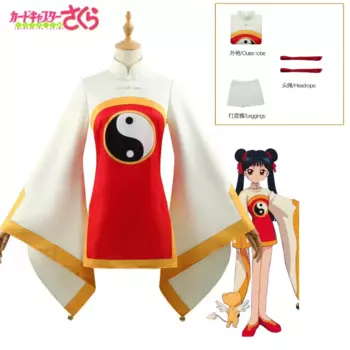 Женский костюм для косплея Cardcaptor Sakura Meiling Li, парик из волос в традиционном китайском стиле, набор одежды для косплея
