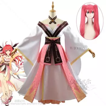 Женский костюм для косплея, длинный красный парик