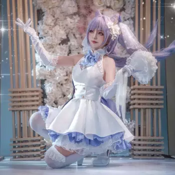 Женский костюм для косплея из аниме «Game Genshin Impact Keqing»