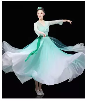Женский костюм для танцев, костюм для классических танцев в китайском стиле, элегантный женский костюм с юбкой-качели большого размера