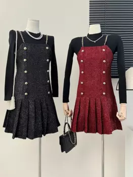 Женский костюм-двойка из шерстяной юбки и топа