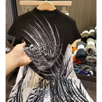 Женский костюм-двойка с принтом, плиссированная футболка с коротким рукавом и полуюбка