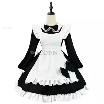 Женский костюм горничной с длинным рукавом, 5XL