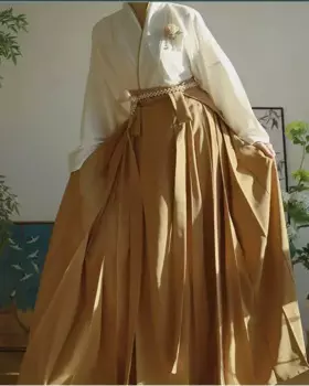 Женский костюм ханьфу с юбкой «лошадиное лицо», комплект из 2 предметов, повседневное китайское летнее платье зеленого и черного цвета, винтажный костюм ханьфу из рубашки и юбки