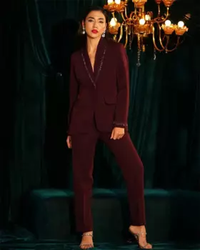 Женский костюм из 2 предметов, блейзер и прямые брюки