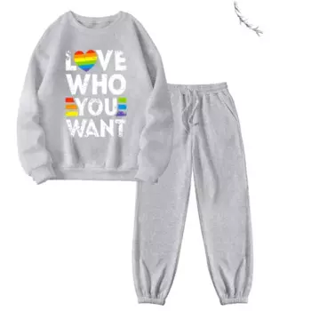 Женский костюм из 2 предметов с принтом, толстовка с длинным рукавом и круглым вырезом и облегающие брюки с карманами