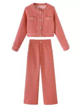 Женский костюм из двух предметов, роскошный однобортный короткий пиджак и брюки, элегантный женский костюм из двух предметов