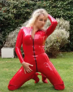 Женский костюм из латекса 0,4 мм, красный сексуальный облегающий костюм, универсальный, с черной молнией, размер XXS-XXL