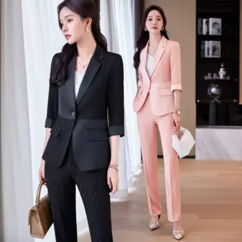Женский костюм с рукавом 3/4, черное пальто, весна и лето, новый темпераментный офисный костюм в Корейском стиле, модный костюм