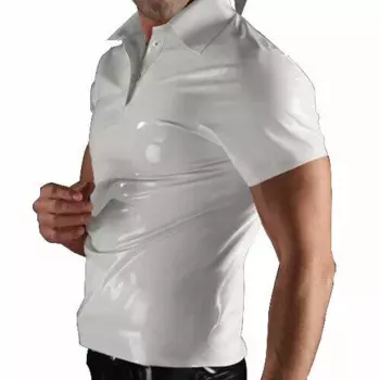 Женский костюм, топы из латекса 100%, резиновая эластичная футболка с коротким рукавом, чистый белый размер