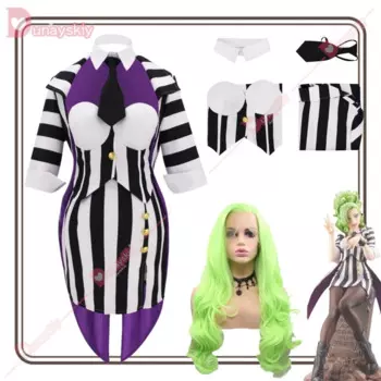 Женский костюм в черно-белую полоску, для косплея