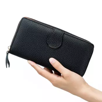 Женский кожаный Длинный кошелек на молнии, клатч, многофункциональный кошелек для хранения карт, черный, желтый, красный