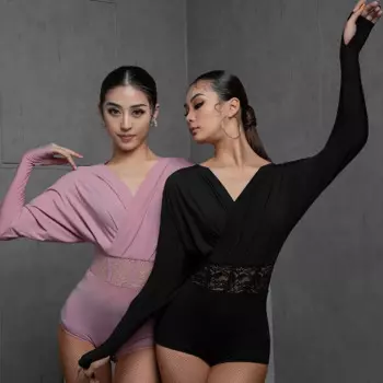 Женский кружевной комбинезон с длинным рукавом и V-образным вырезом