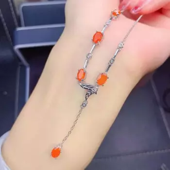 Женский кулон с опалом, из серебра 925 пробы, 4 Х6 мм