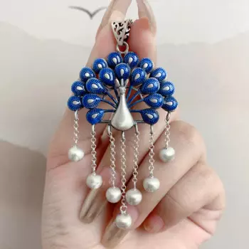 Женский кулон в виде павлина из серебра 925 пробы с эмалью