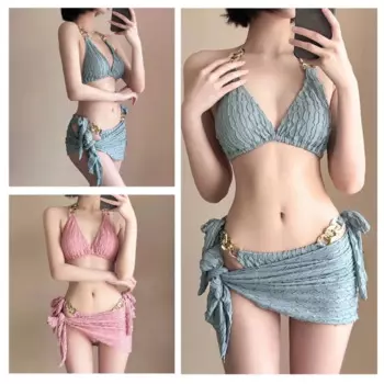 Женский купальный костюм из 3 предметов, купальный костюм из двух предметов с пляжной накидкой, купальный костюм с и пляжной с