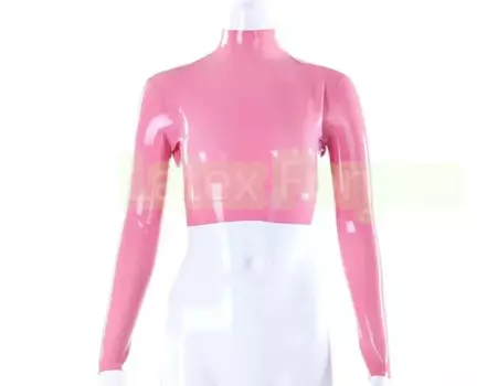 Женский латексный Топ ручной работы, куртка, латексная женская форма, одежда, костюм горничной, блузка, рубашка с длинными рукавами, топы, футболка на молнии сзади