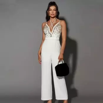 Женский Летний комбинезон с бриллиантами, без рукавов