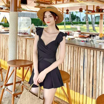 Женский летний комплект бикини с юбкой и оборками, однотонный зеленый прозрачный купальник с высокой талией, пляжные женские купальные костюмы, 2024