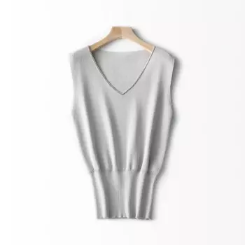 Женский летний топ без рукавов с V-образным вырезом